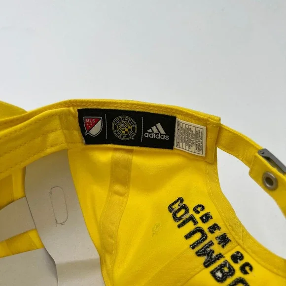 Adidas Columbus Crew SC MLS Soccer Hat Yellow Sequin Patch Strapback Dad Cap NEW - Picture 6 of 7